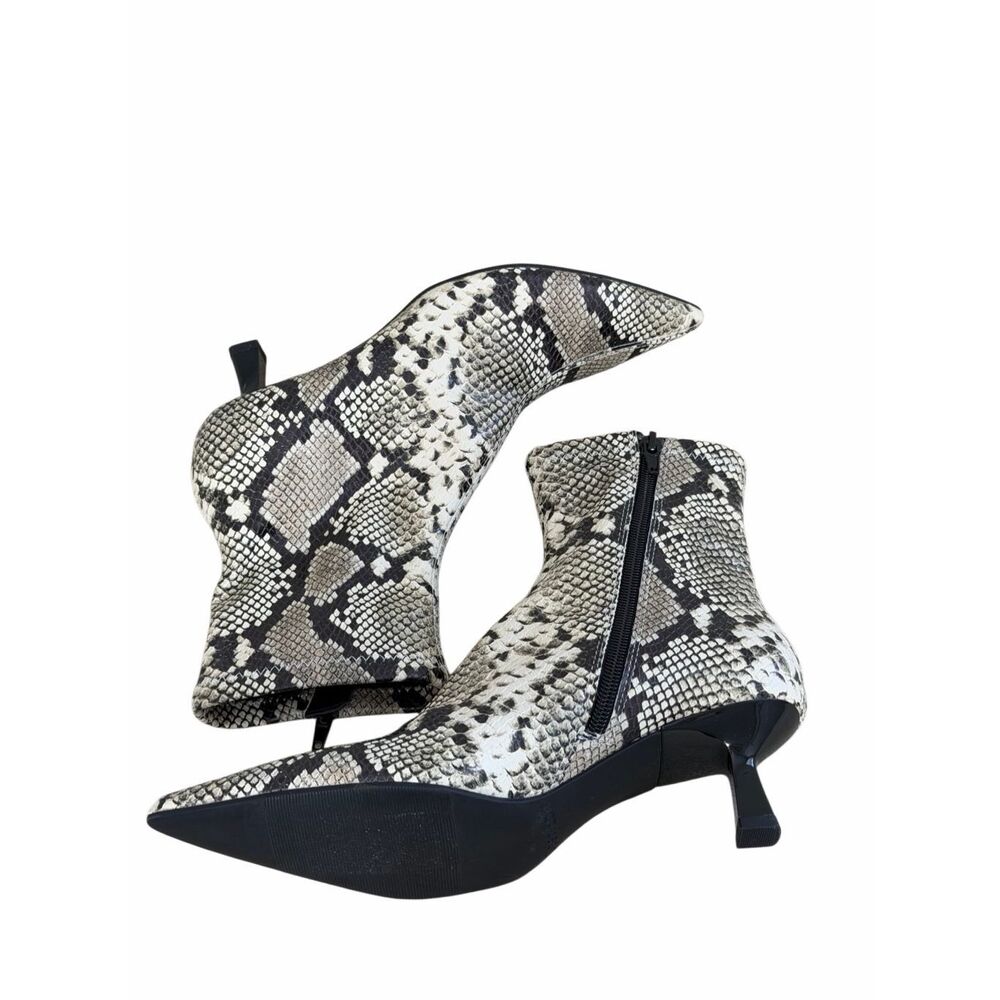 Open Edit Ankle Booties Snake Print Size 6 Pointe… - image 6